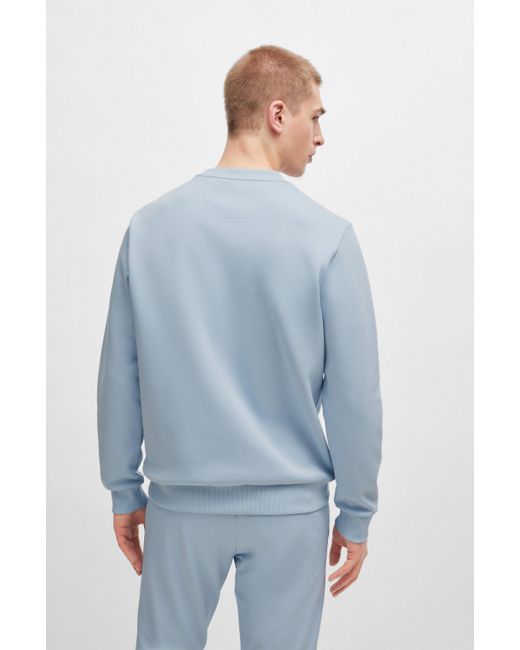 Boss Sweatshirt aus Baumwoll-Mix mit erhabenem 3D-Logo in Blue für Herren