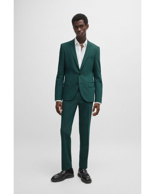 Costume Slim Fit en twill stretch HUGO pour homme en coloris Green