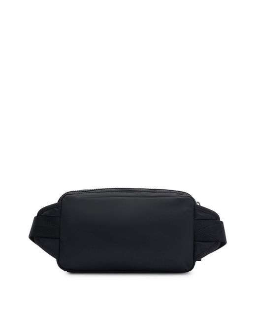 HUGO Black Structured-material Belt Bag With Red Logo Label for men