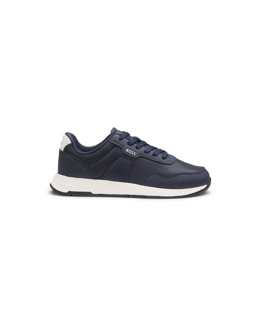 Boss Blue Low-Top Trainers With Textured Uppers for men
