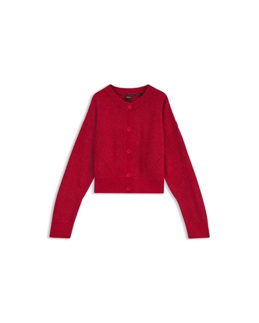 Boss Red Relaxed-Fit Cardigan With Open-Knit Details