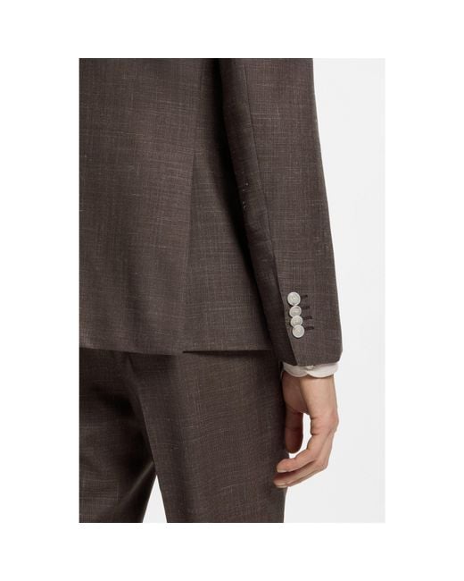 Boss Brown One Slim-Fit Suit Jacket for men