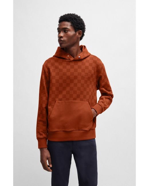 Sweat a capuche Porsche x en coton stretch a carreaux BOSS pour homme en coloris Orange Lyst