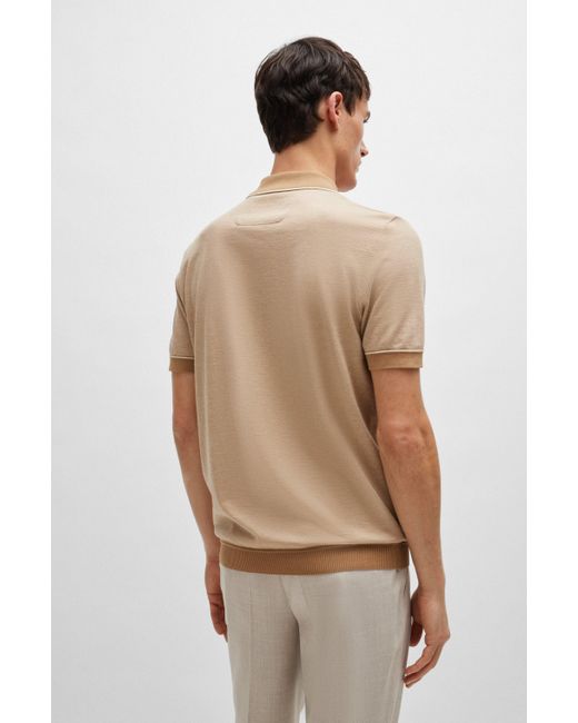 Boss Natural Regular-fit Polo Shirt In Cotton And Cashmere for men