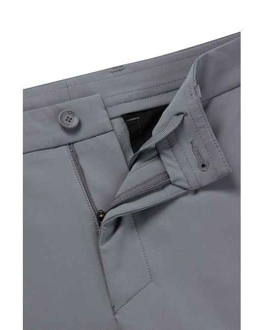 Boss Gray Slim-fit Chinos In Easy-iron Four-way Stretch Fabric for men