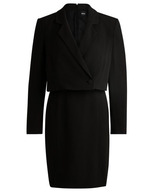 Boss Black Tailored Dress In Matte Fabric