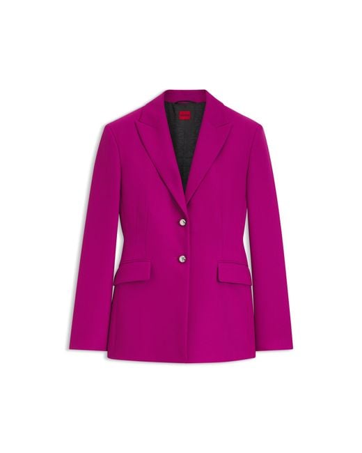 HUGO Purple Regular-Fit Blazer With Metal Buttons