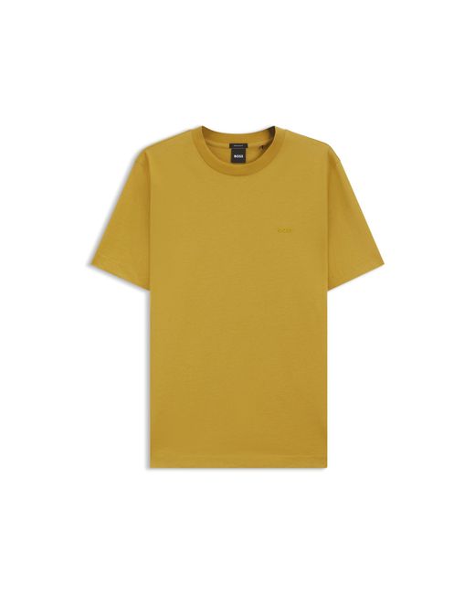 Boss Yellow Cotton-Jersey T-Shirt With Logo Detail for men