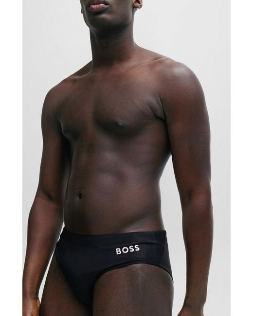 Boss Zwemslip Van Jersey Met Kenmerkende Strepen En Logo in het Black voor heren