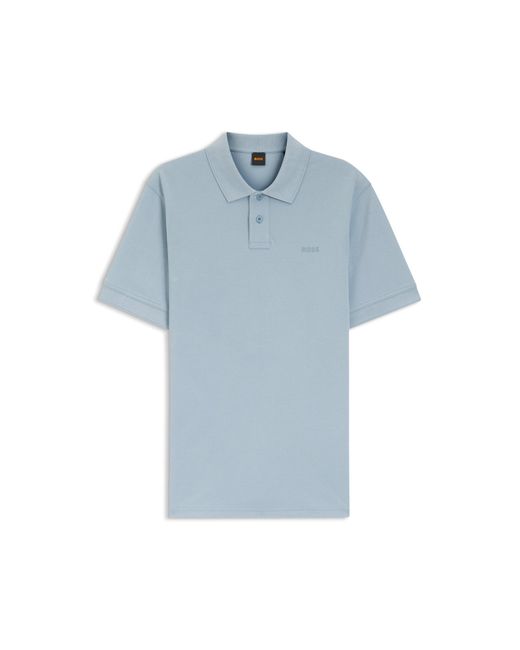 Boss Blue Cotton-Piqué Polo Shirt With Logo Detail for men