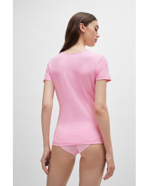 HUGO Pink Two-pack Of Stretch-cotton Underwear T-shirts