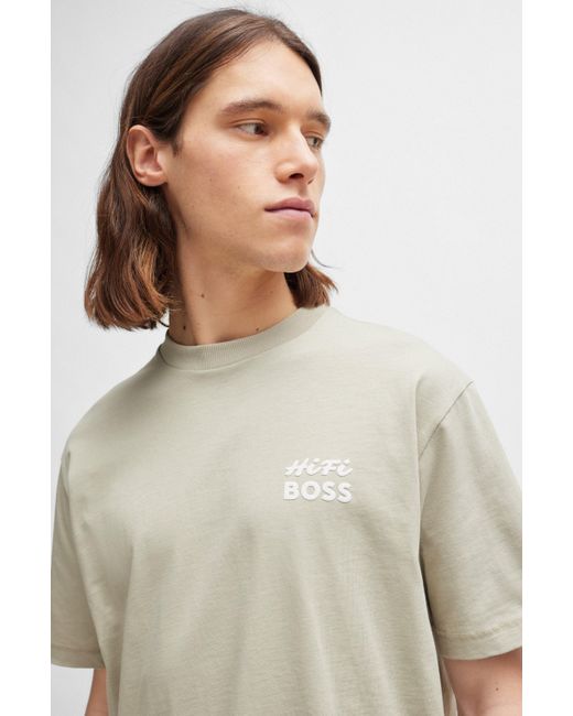 Boss Relaxed-fit T-shirt Van Zuivere Katoen Met Seizoensartwork in het White voor heren