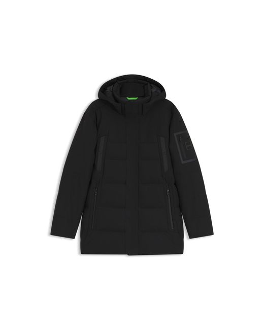 Boss Black Water-Repellent Parka Jacket With Down Filling for men