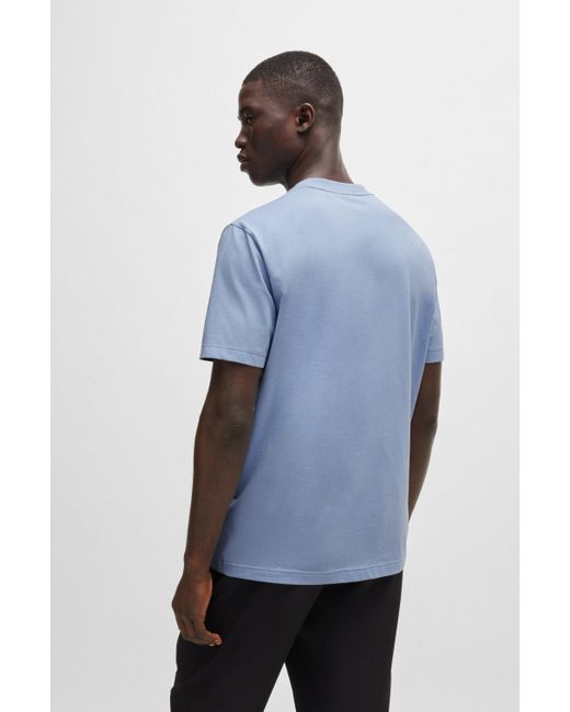 Boss Regular-fit T-shirt Van Stretchkatoen Met Contrasterend Logo in het Blue voor heren