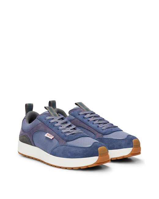 HUGO Blue Suede Trainers With Driver Sole for men