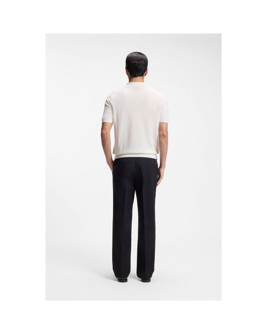 Boss White Regular-Fit Knit Polo for men