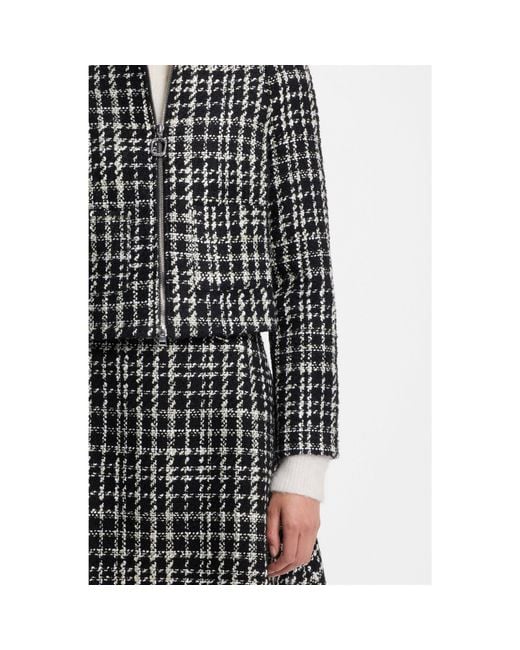 HUGO Black Checked Boucle Jacket With A-Line Cut