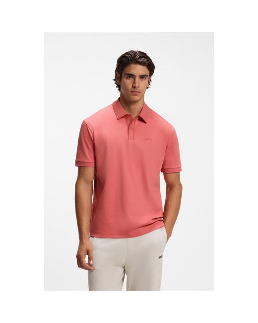 Boss Pink Striped-Trim Polo Shirt for men