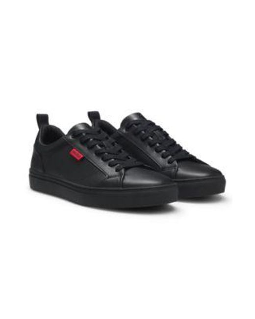Baskets En Similicuir Avec Étiquette Logotée Rouge Dans La Couture Latérale HUGO pour homme en coloris Black