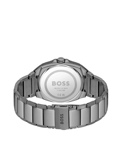 Boss Gray Grey Link-bracelet Watch With Tonal Guilloché Dial for men