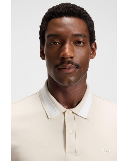 Boss Natural Beige Men's Polo Shirts Size L for men