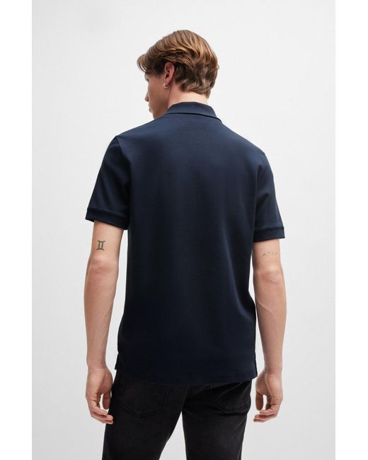 HUGO Blue Cotton-piqué Polo Shirt With Contrast Logo for men