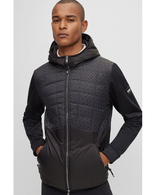 BOSS by HUGO BOSS Equestrian Hooded Softshell Jacket With Monogram Print in  Black for Men | Lyst UK