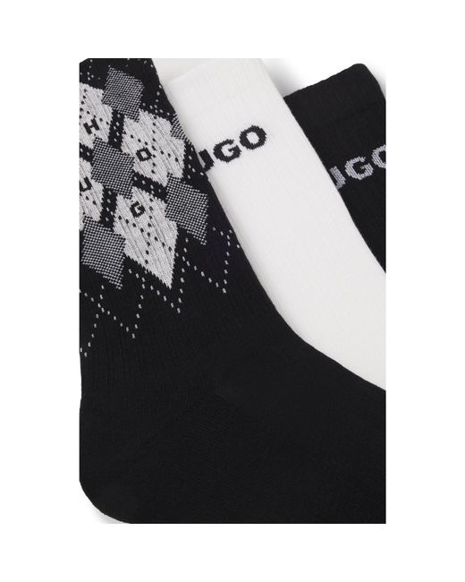 HUGO Black Three-Pack Of Short-Length Cotton-Blend Socks for men