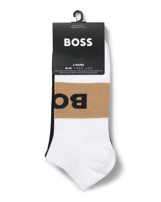Boss Set Van Drie Paar Enkelsokken Van Een Katoenmix in het Black voor heren