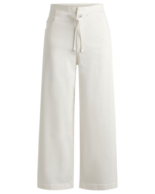 Boss White Relaxed-Fit Hose aus Baumwoll-Mix