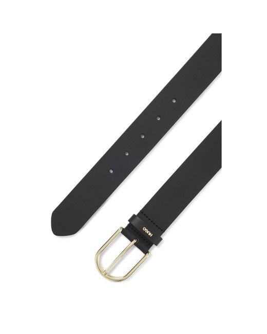 HUGO Black Leather Belt With-Tone Hardware