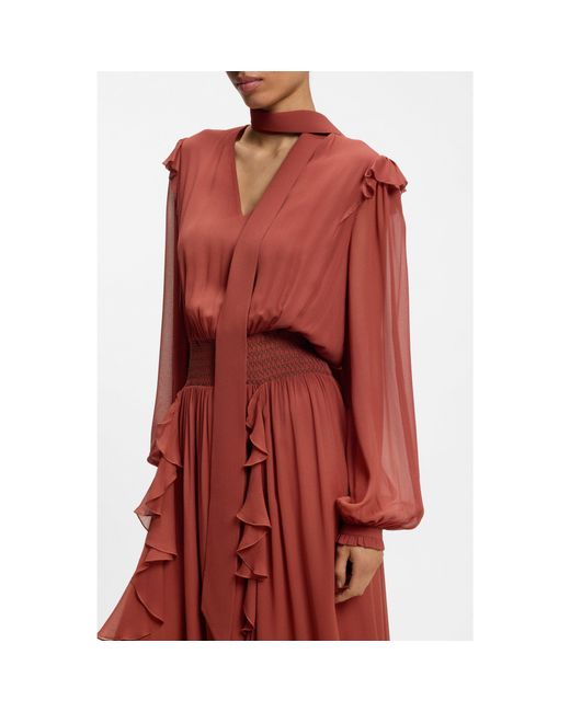 Boss Red Detachable-Scarf Dress