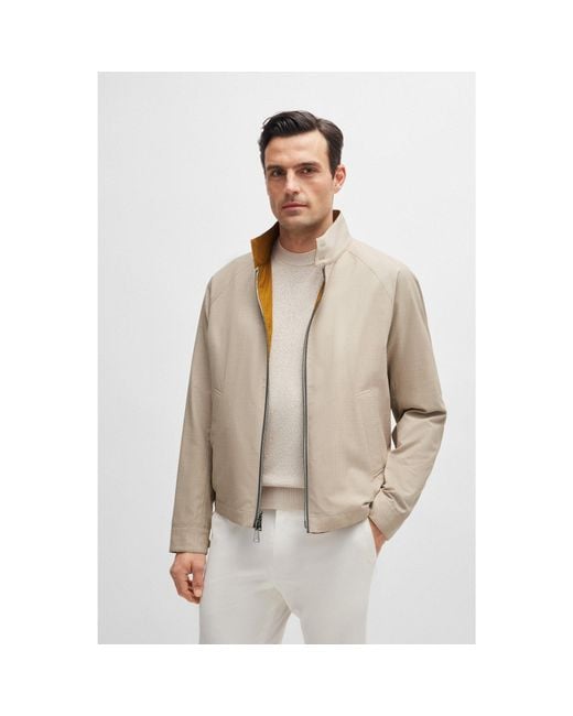 BOSS Reversible Harrington Jacket in Brown for Men Lyst UK
