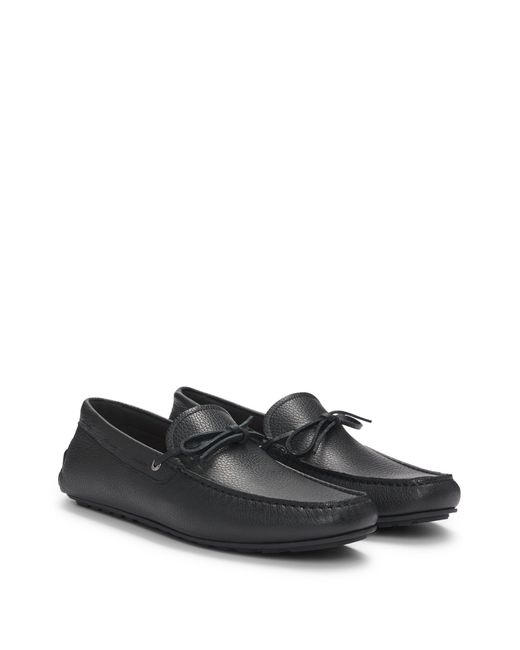 Boss Mokassins Aus Genarbtem Leder Mit Profilsohle in Black für Herren