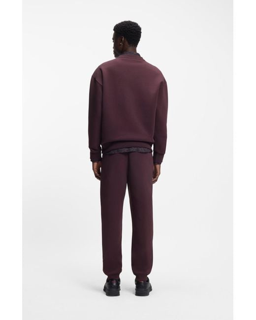 HUGO Sweater Van Een Katoenmix Met Tweedelige Logopatch in het Purple voor heren