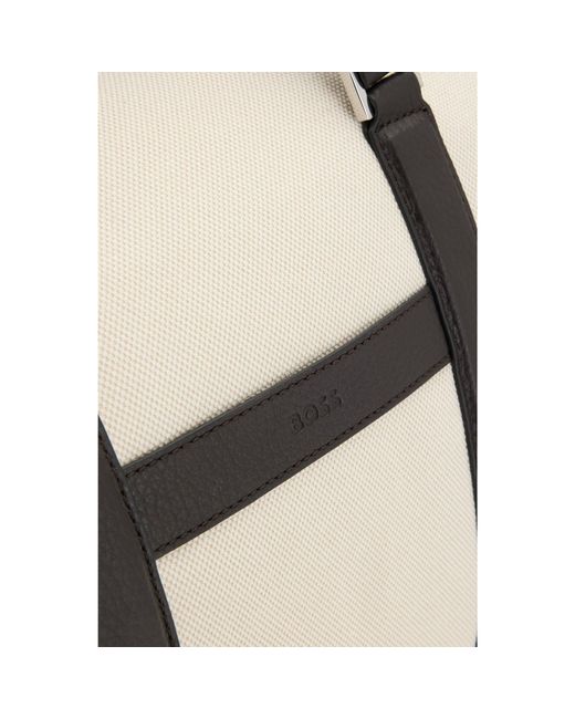 Boss Natural Canvas Holdall With Leather Trims for men