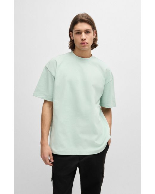 HUGO Oversized All-Gender-T-Shirt aus Baumwolle mit Logo-Label in Green für Herren