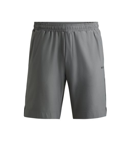 Boss Gray Quick-dry Shorts With Decorative Reflective Logo for men