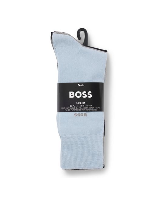 Boss Blue Three-Pack Of Regular-Length Socks for men