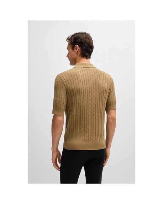 Boss Green Equestrian Knit Polo With Cable Structure for men