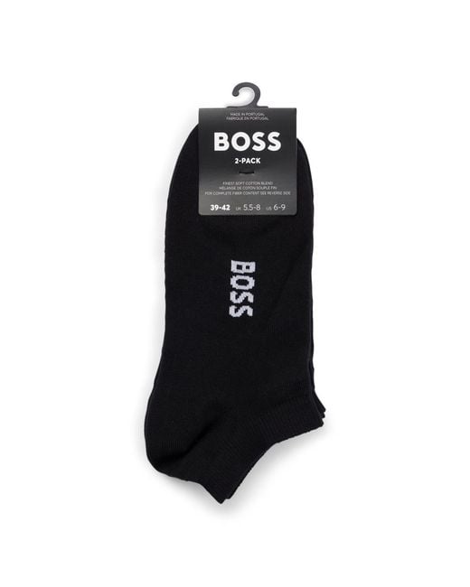 Boss Black Two-Pack Of Cotton-Blend Logo Ankle Socks