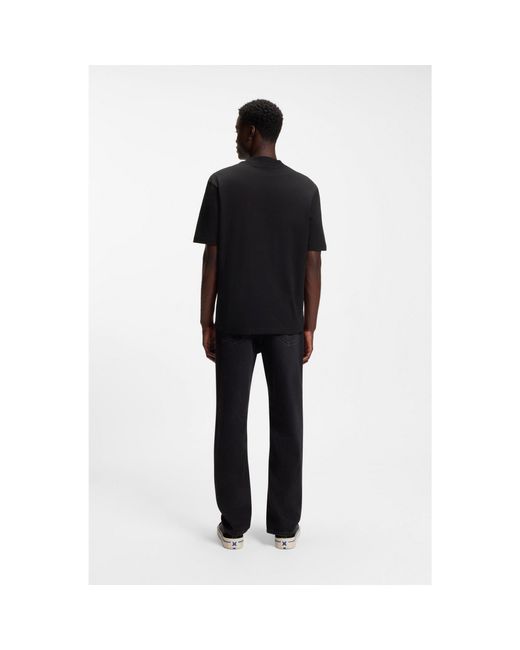HUGO Black Small Logo Block Cotton T-shirt for men