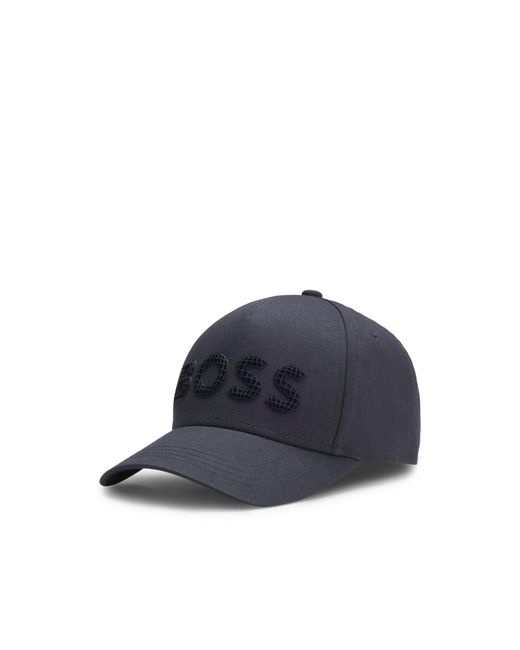 Boss Blue Cotton-Twill Cap With Structured Logo for men