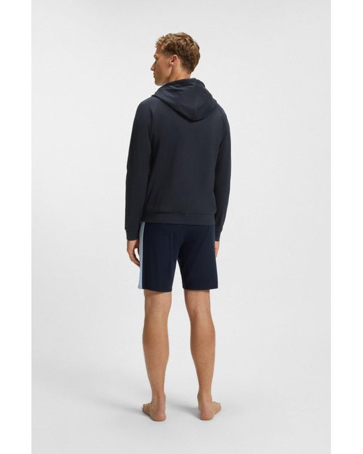 Boss Hoodie Aus Baumwoll-Terry Mit Kontrastfarbenem Reißverschluss in Blue für Herren