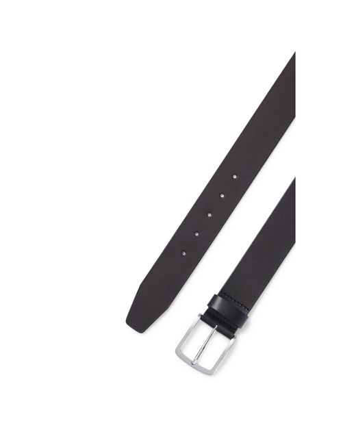 Boss Black Italian-Leather Belt With Logo-Engraved Buckle for men