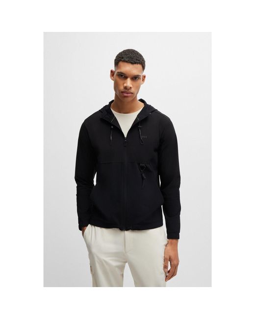 Boss Black Regular-Fit Zip-Up Hoodie With Quick-Dry Performance for men