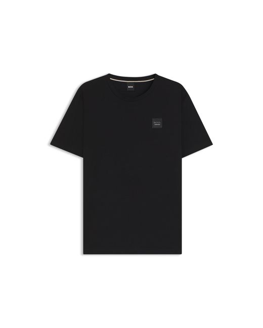 Boss Black Equestrian Stretch-Cotton T-Shirt With Logo Patch for men