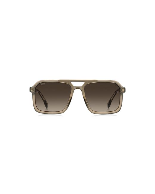 Boss Natural Transparent- Sunglasses With Logo Trim for men