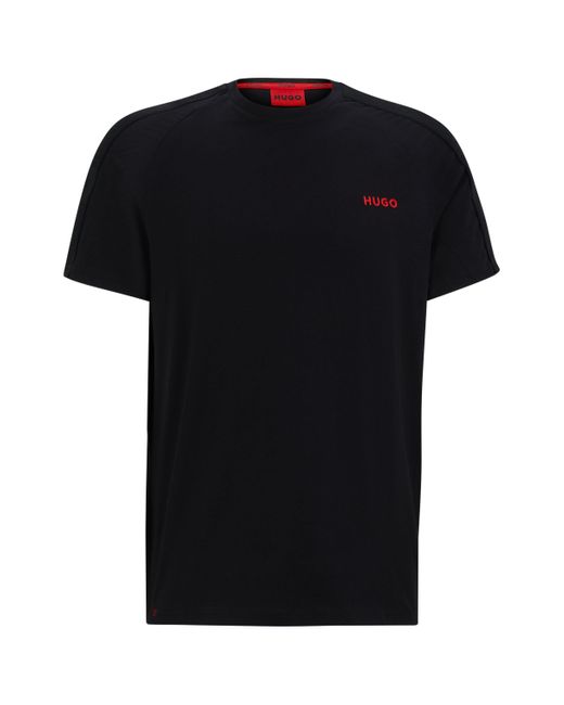 HUGO T-shirt Van Stretchkatoen Met Logoband Over De Mouwen in het Black voor heren