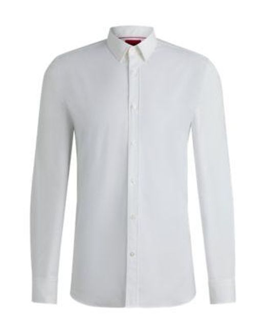 Chemise Extra Slim Fit en popeline de coton stretch HUGO pour homme en coloris White